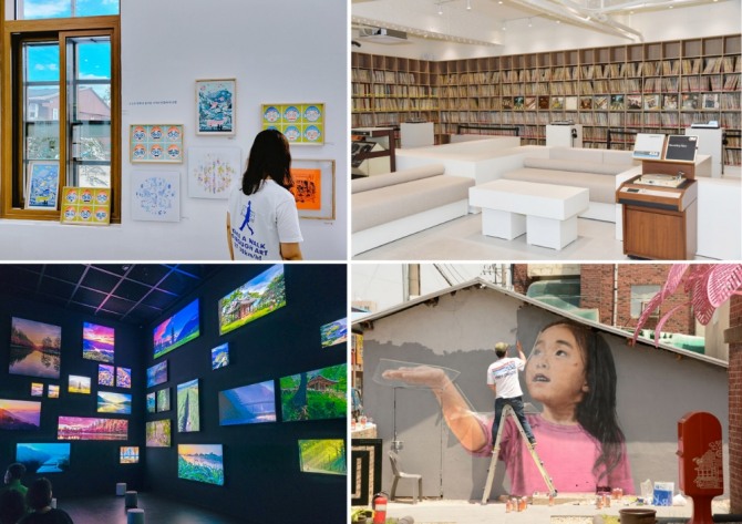 왼쪽부터 시계방향으로 다미담예술구, LP음악충전소, 해동문화예술촌, 딜라이트 담양 / 전남 담양군=제공