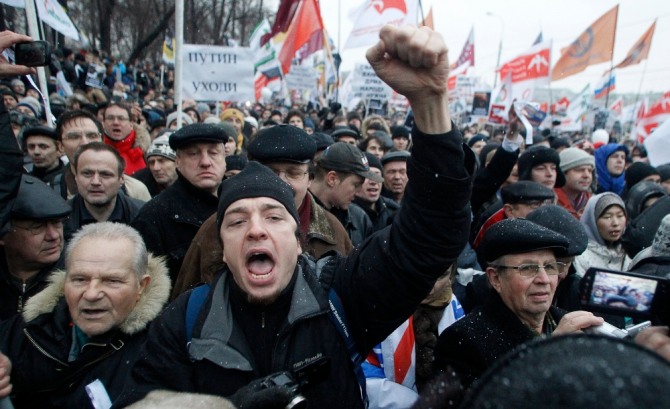 러시아 반정부 시위 모습 