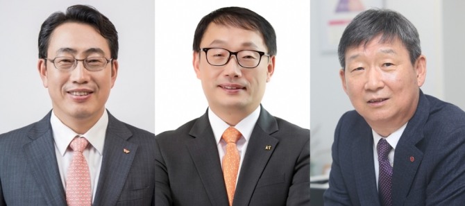 (왼쪽부터) 유영상 SK텔레콤 대표, 구현모 KT 대표, 황현식 LG유플러스 대표.