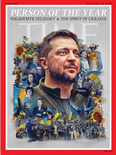 타임지 표지에 닐 제이미슨이 그린 볼로디미르 젤렌스키 우크라이나 대통령의 삽화. 사진=타임지