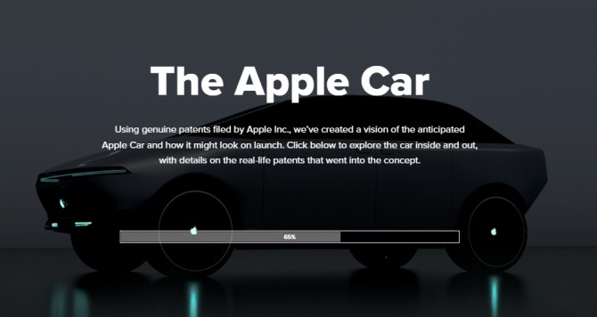 애플이 등록한 특허를 바탕으로 제작된 애플카 예상도 영국 자동차 리스 업체 바나라마 홈페이지 첫 화면 캡쳐 사진=바나라마