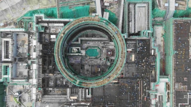 중국 하이난 소형 모듈형 원자로 설치 모습. 사진=CNNC