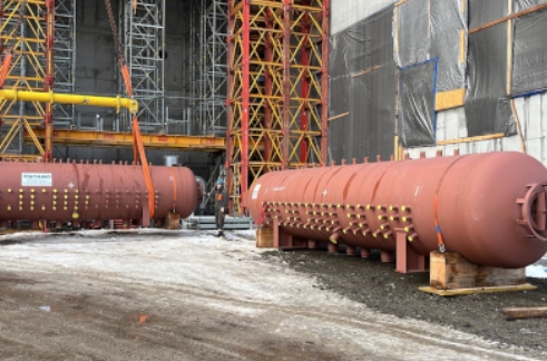 포스코가 폴란드에 증축중인 폐기물 처리장. 핵심인 증기탱크가 무사히 설치되고 있다. 사진=바르샤바시