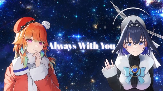  홀로라이브 프로덕션의 버추얼 유튜버 타카나시 키아라(왼쪽)·오로 크로니가 에픽세븐 OST 'Always With You'를 부르는 영상을 30일 자정 선보였다. 사진=타카나시 키아라 공식 유튜브 채널