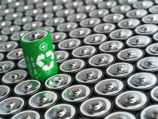 캐나다 리튬이온 배터리 재활용 기업 리시온 리사이클링의 배터리.
