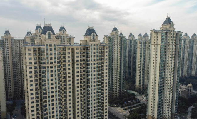 중국 부동산 개발업체 헝다의 장쑤성아파트 건설 현장.사진=연합