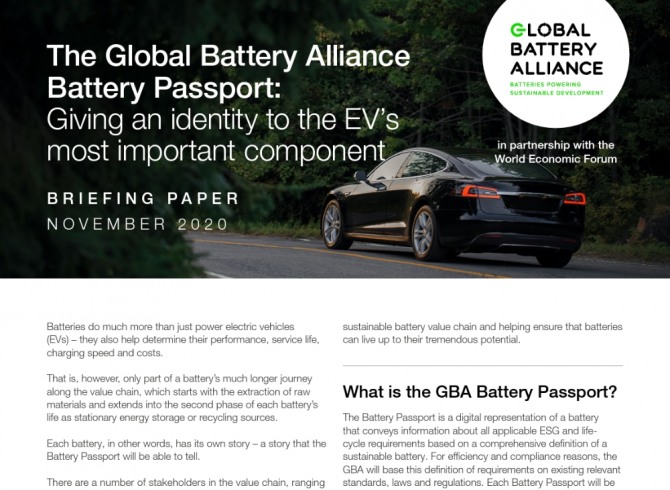 글로벌 배터리 얼라이언스(GBA)가 지난 2020년 펴낸 배터리 전자여권의 도입 필요성에 관한 보고서. 사진=GBA