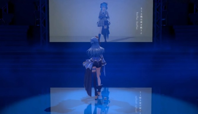 호시마치 스이세이가 온라인 3D 라이브 콘서트에서 자신의 오리지널 곡 '스텔라 스텔라(Stellar Stellar)'를 부르고 있다. 사진=호시마치 스이세이 유튜브 채널