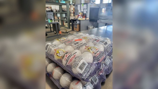 지난 18일(현지시간) 미국 남부 텍사스의 국경도시 엘파소의 입국 심사대에 여행객이 밀반입하려다 적발된 계란이 놓여 있다. 사진=CNN