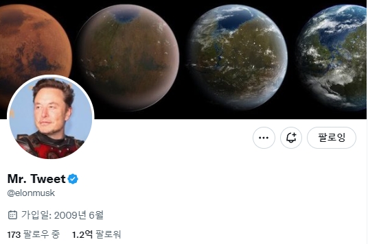 일론 머스크가 새로 올린 트위터 계정의 프로필 이름. 사진=트위터