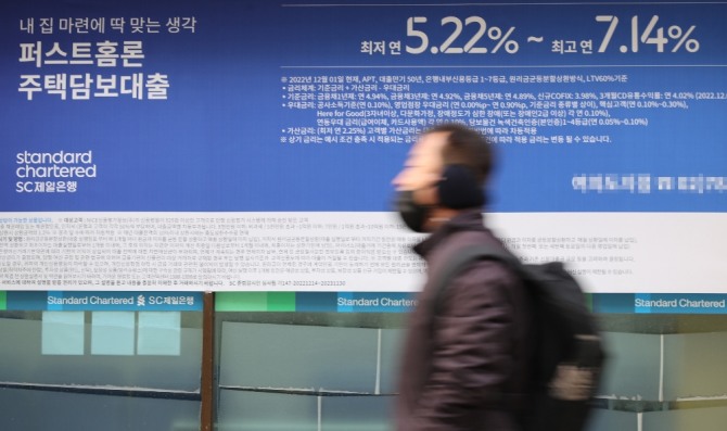 지난 17일 서울 시내 은행 대출금리 안내문 모습. 사진=연합뉴스
