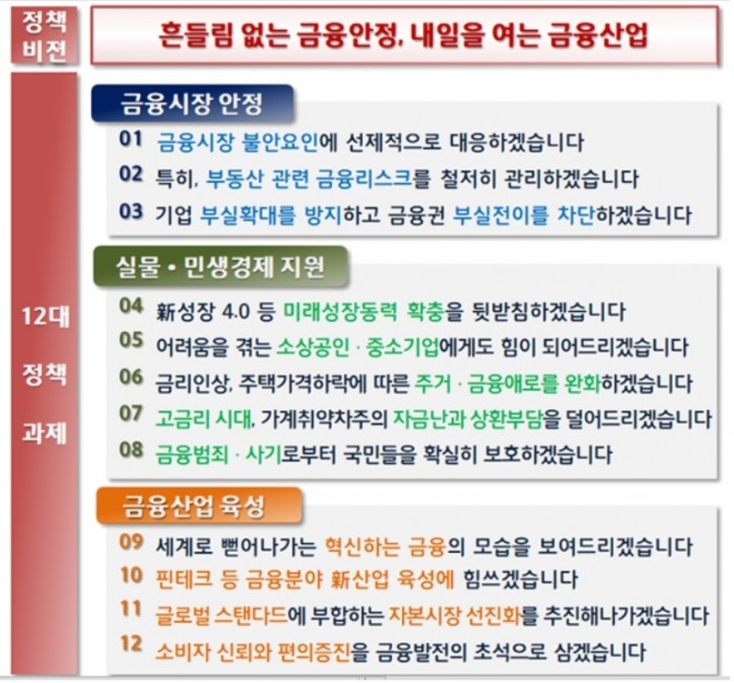 2023년도 금융위원회 업무보고. 표=금융위원회.