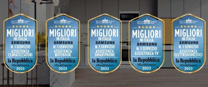 삼성전자가 2023 이탈리아 최고 서비스 챔피언에서 1위를 차지했다. 사진=삼성전자 이탈리아