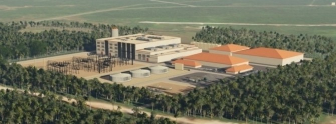 한전과 동서발전이 두산에너빌리티와 건설하고 있는 괌 우쿠두 화력발전소 조감도. 사진=한국전력
