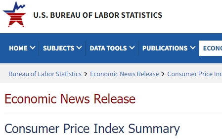  미국 노동부 CPI 물가지수 발표.  