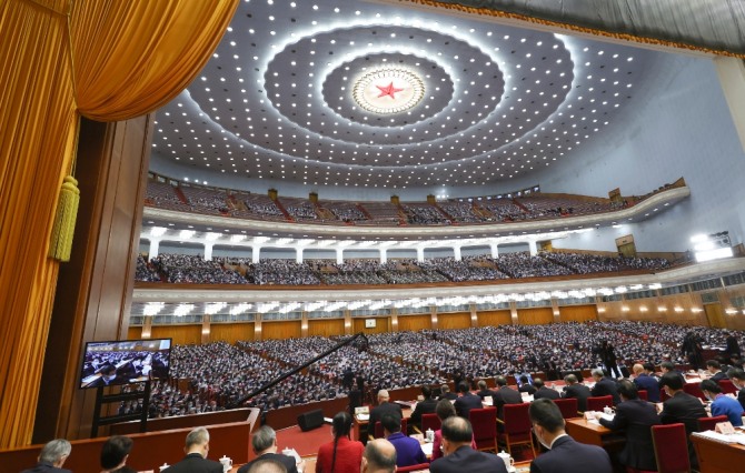 중국 제13기 전국인민대표대회(전인대) 제5차 회의가 5일 베이징 인민대회당에서 개막했다. 사진=신화/뉴시스