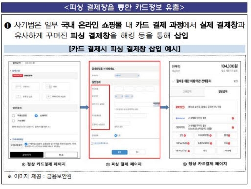 최근 유명사이트 사칭 앱까지 성행하는 등 카드 정보를 불법 탈취해 유용하는 신종 사기 수법이 성행하고 있다  사진=금융보안원