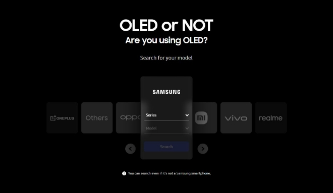 삼성디스플레이 'OLED Finder' 사이트 메인 검색 화면. 사진=삼성디스플레이