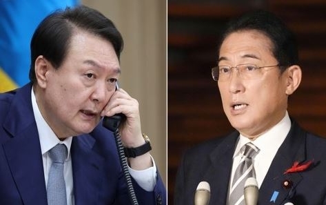 윤석열 대통령(왼쪽)과 기시다 후미오 일본 총리의 정상회담은 중국의 공급망에 타격을 줄 것으로 예상된다. 
