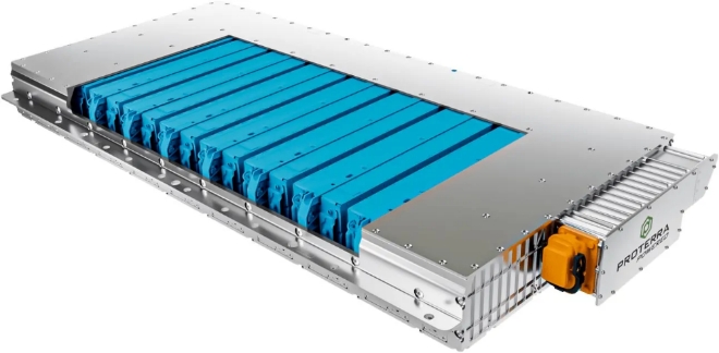 미국 전기버스 업체 프로테라가 설계한 대형 전기 자동차용으로 배터리 모듈. 사진=프로테사