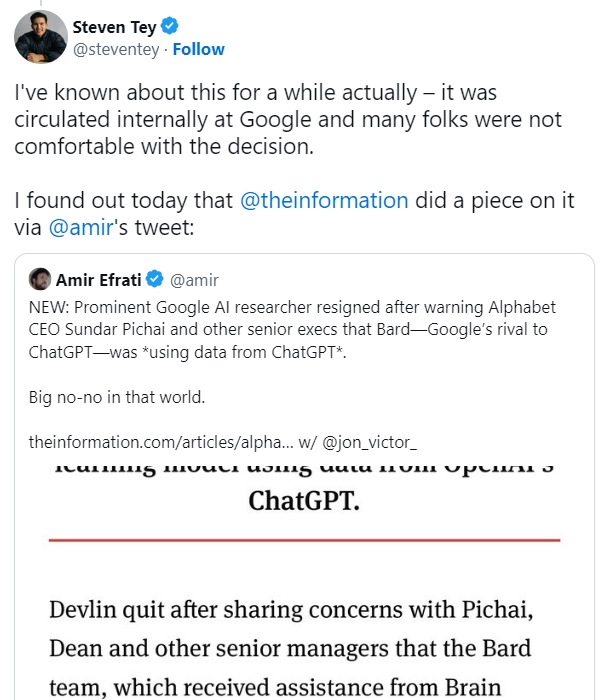 셰어GPT 설립자 스티븐 테이의 트윗 캡처. 사진=트위터