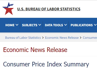 미국 노동부 CPI 물가지수  발표  