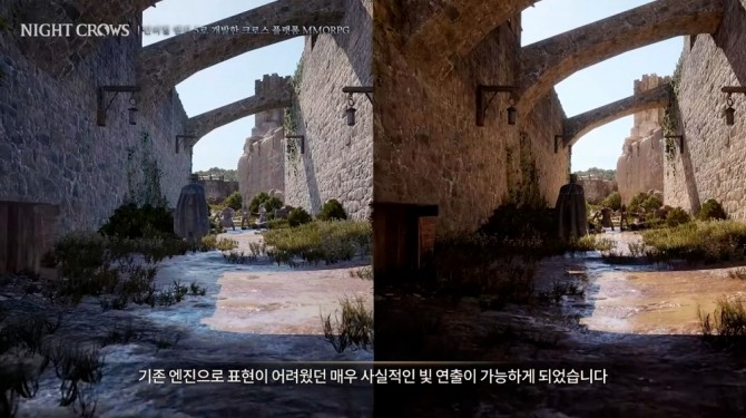 언리얼 엔진 5의 '나나이트'와 '루멘 기술을 적용해 한층 사실적인 빛 연출이 가능해진 '나이트 크로우' 화면. 사진=위메이드