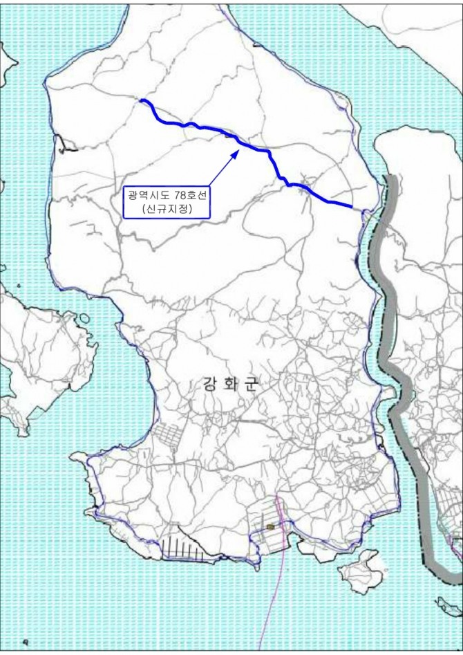 강화군은 각종 지역개발 사업 등 현장여건 변화를 반영한 관내 광역시도 재정비 노선이 국토교통부 승인을 받아 4월 중 고시될 예정이라고 밝혔다. 사진은 하점~ 강화 도로개설공사구간 (사진=강화군)