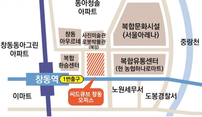 ,‘씨드큐브 창동’오피스 임대 조감도 위치도