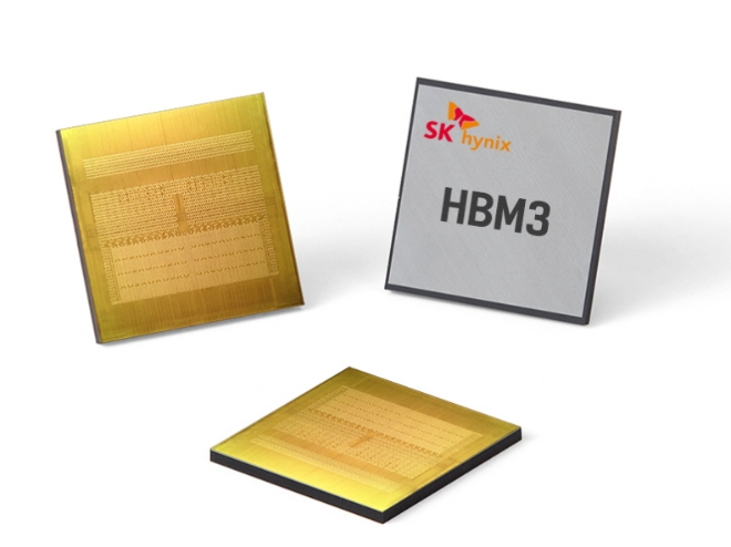 SK하이닉스는 9일 D램 단품칩 12개를 수직 적층하는 방식으로 세계 최고 수준인 24GB급 HBM3를 개발하고 고객사의 성능 검증을 진행 중이라고 밝혔다. 사진=SK하이닉스
