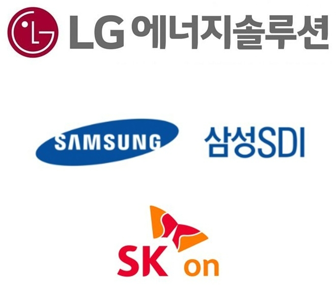 위부터 LG에너지솔루션, 삼성SDI, SK온 CI. 사진=각 사