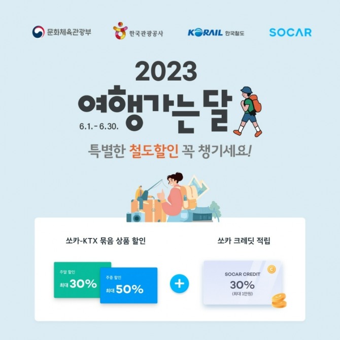 쏘카가 문체부 주최 ‘2023 여행가는 달’ 공식 참여한다. 사진=쏘카