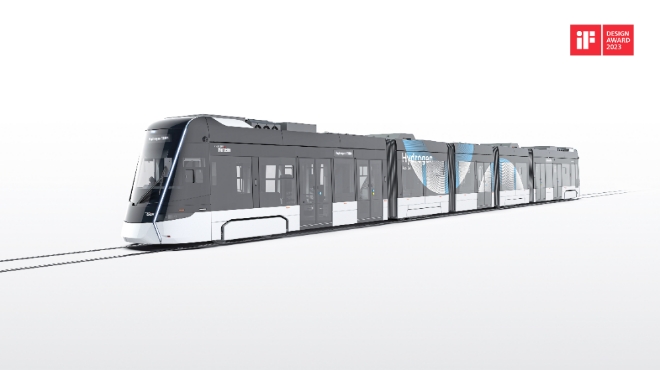 iF 디자인 어워드’본상을 수상한 현대로템의 친환경 수소전기트램 조감도. 사진=현대로템
