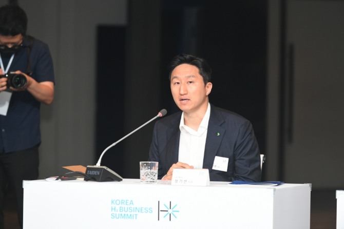 14일 서울 용산구 하얏트호텔에서 열린 '코리아 H2 비즈니스 서밋'에 참석한 정기선 HD현대 사장. 사진=HD현대