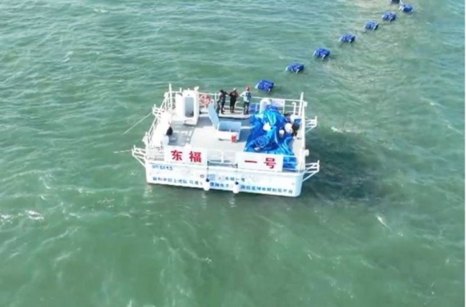 중국 과학자들이 바다에서 수소와 산소를 분리하도록 개발한 플랫폼.