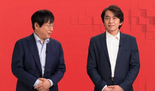 닌텐도 기획제작본부의 타카하시 신야 본부장(왼쪽)과 고이즈미 요시아키 부본부장이 6월 21일 '닌텐도 다이렉트'에 출연했다. 사진=닌텐도 공식 유튜브