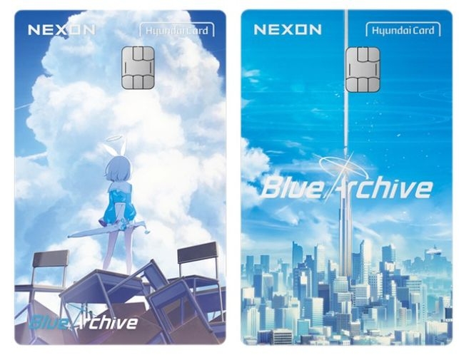 넥슨 현대카드 '블루 아카이브' 한정판 플레이트 2종 이미지.  사진=현대카드