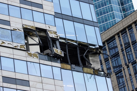 우크라이나 드론 공격으로 손상된 러시아 모스크바에 있는 건물. 사진=로이터