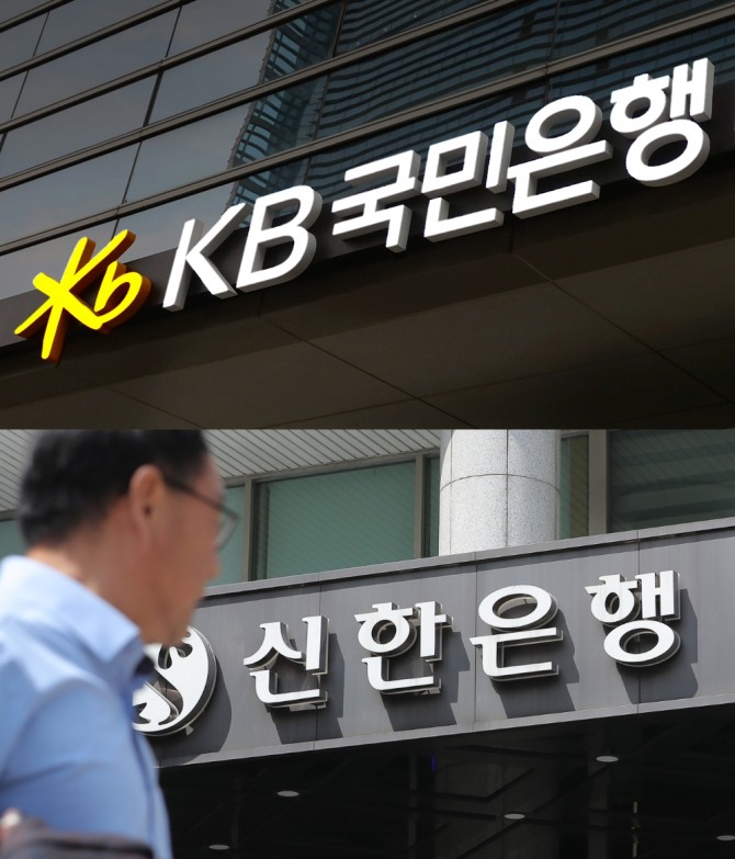 상반기 KB금융이 순이익 3조원으로 앞선 가운데 하반기에 신한금융이 역전할지 관심이 집중된다. 사진=KB국민은행, 뉴시스