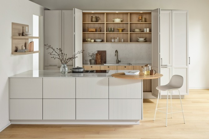 코리아빌드 한샘 부스에서 볼 수 있는 한샘 부엌 신제품 유로500첼시  /사진=한샘