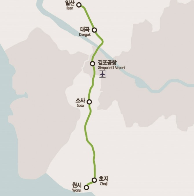 수도권전철 서해선이 오는 26일부터 고양시 대곡역에서 일산역까지 연장 운행을 시작한다. 사진은수도권전철 서해선 노선도. 자료=코레일