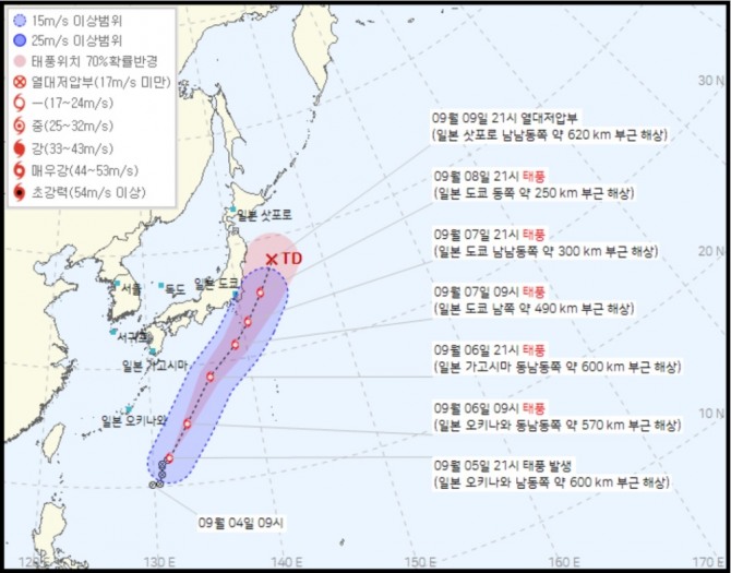 태풍경로 현재위치 실시간, 기상청 오늘일기예보(오늘날씨예보·내일날씨예보)에 따른 13호 윈욍 태풍 경로예상, 태풍 이동경로(태풍 진로 예상). 사진=케이웨더, 다음