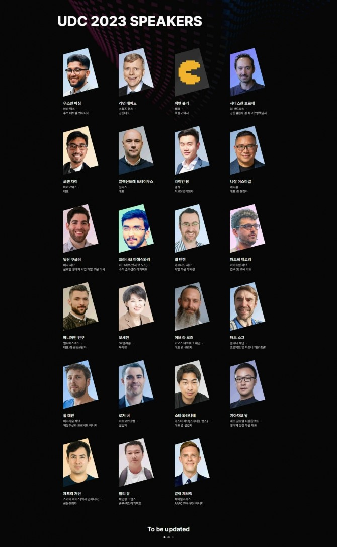 업비트 D 콘퍼런스(UDC) 2023 연사 라인업(알파벳순). 사진=두나무