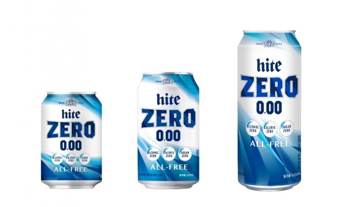 (왼쪽부터) 하이트진로음료 '하이트제로0.00' 240mL, 350mL, 500mL 캔. 사진=하이트진로음료