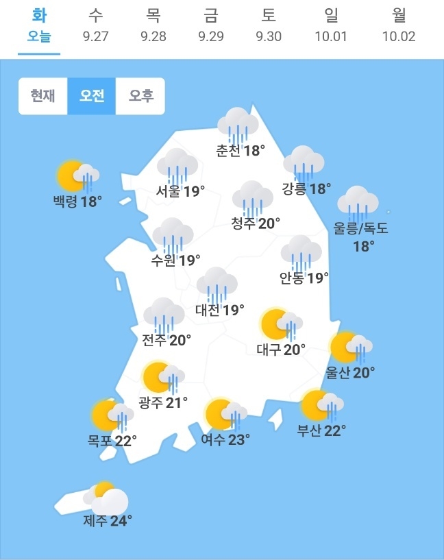 오늘일기예보, 내일날씨예보(기상청 발표 전국날씨 내일날씨 오늘날씨 26일 '오전' 자료). 사진=기상청, 웨더아이, 네이버