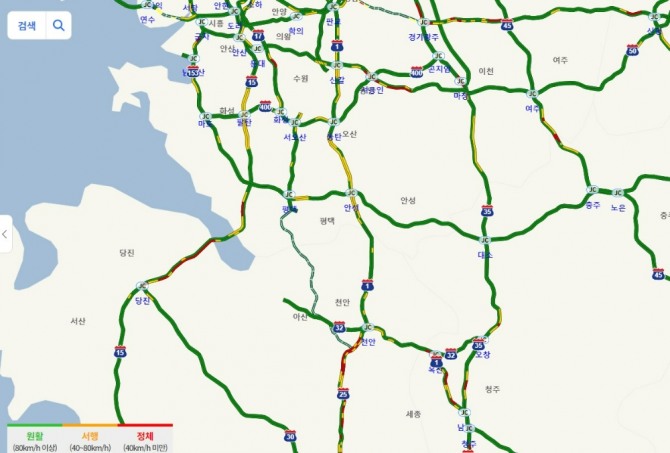 1일 오전 10시 주요 고속도로 상황. 사진=로드플러스 화면 캡처