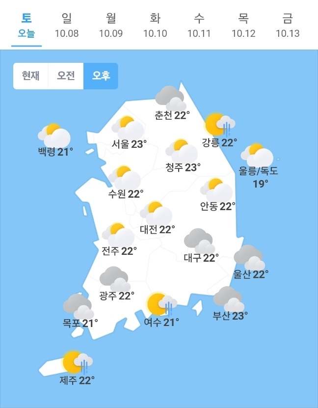 오늘일기예보, 내일날씨예보(기상청 발표 전국날씨 내일날씨 오늘날씨 7일 '오후' 자료). 사진=기상청, 웨더아이, 네이버