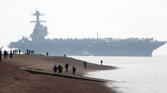 세계 최대 핵 추진 항공모함인 미 해군의 ‘제럴드 포드호’. 사진=로이터