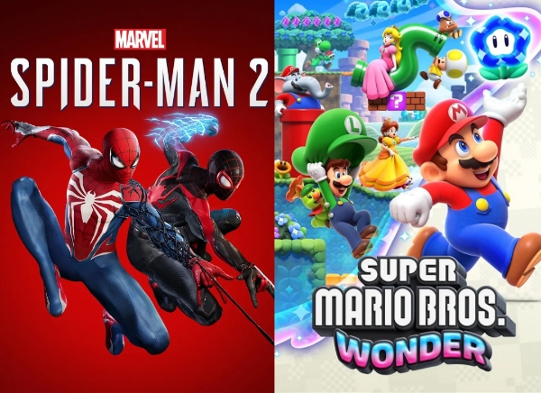 소니 산하 인섬니악 게임즈의 '마블 스파이더맨 2(왼쪽)'와 닌텐도 '슈퍼마리오브라더스 원더'. 사진=각 사