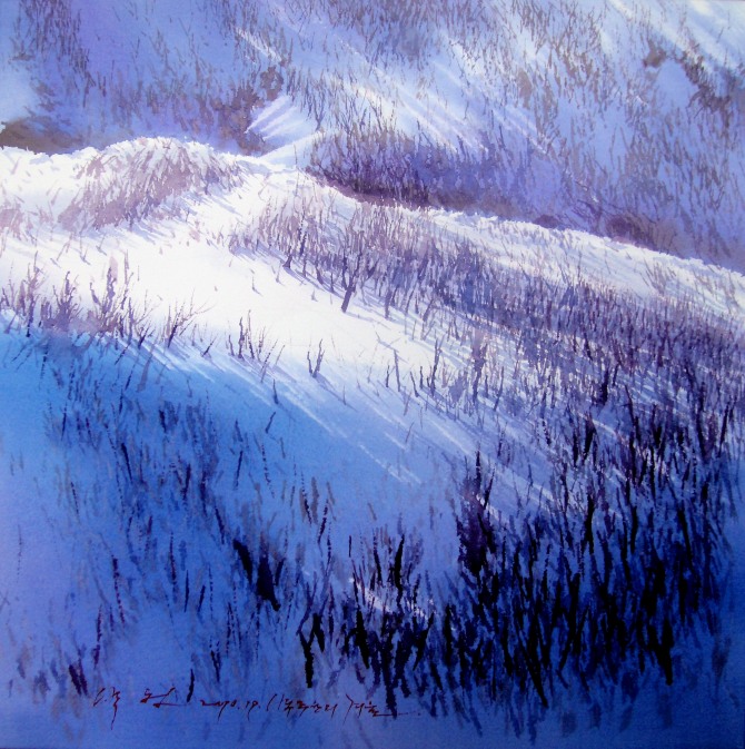 박동국 작 '백두산의 겨울(Mt. Baekdu in winter), 35.0×35.0㎝ Arches-Watercolor, 2010